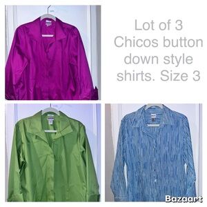Chico's Button Down Shirts - Purple, Green, Blue